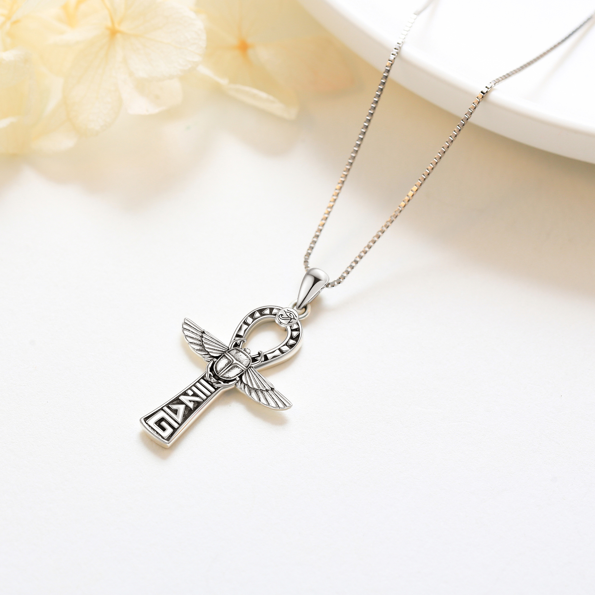 925 Sterling Silver Ankh Necklace, Unisex Daily Wear